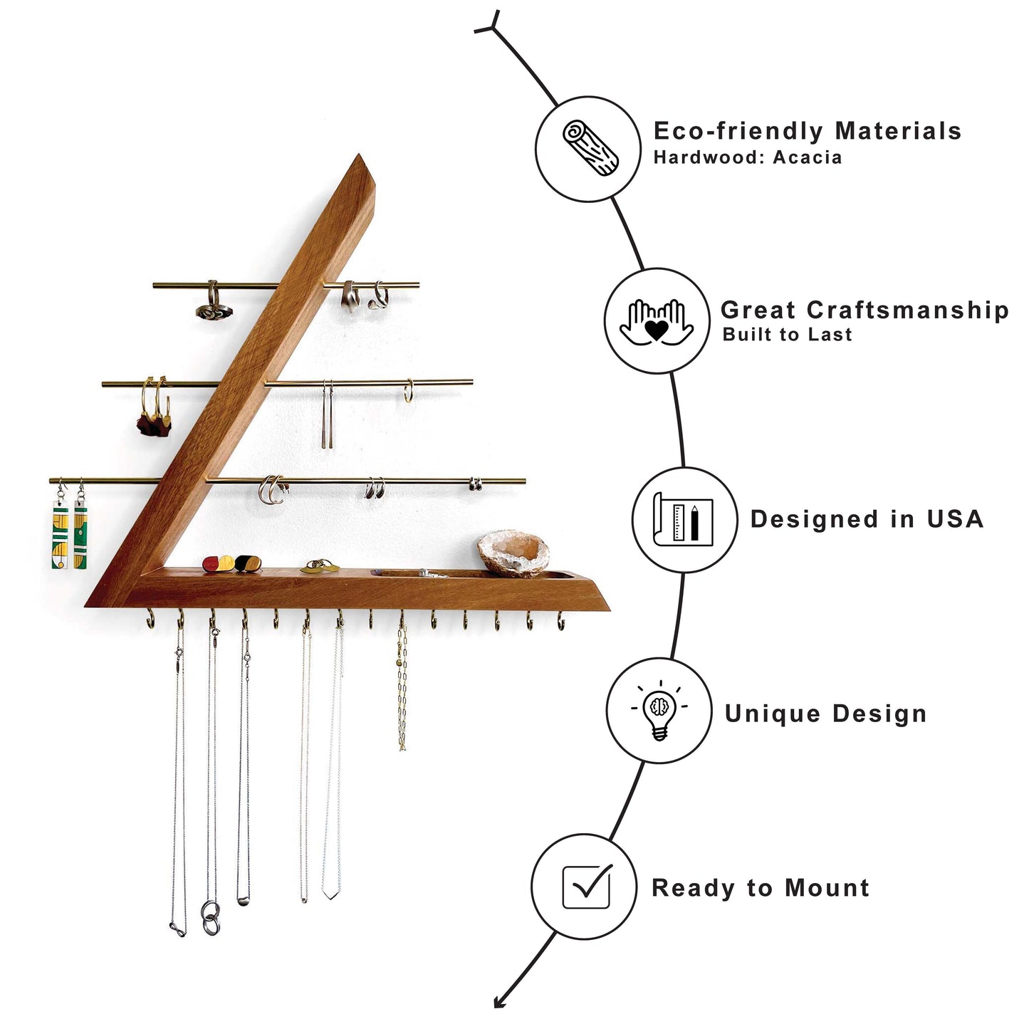 Acacia Jewelry Organizer Wall Mounted