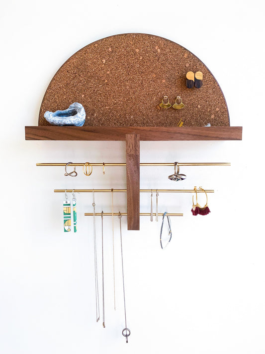 Walnut Wall Mounted Jewelry Organizer