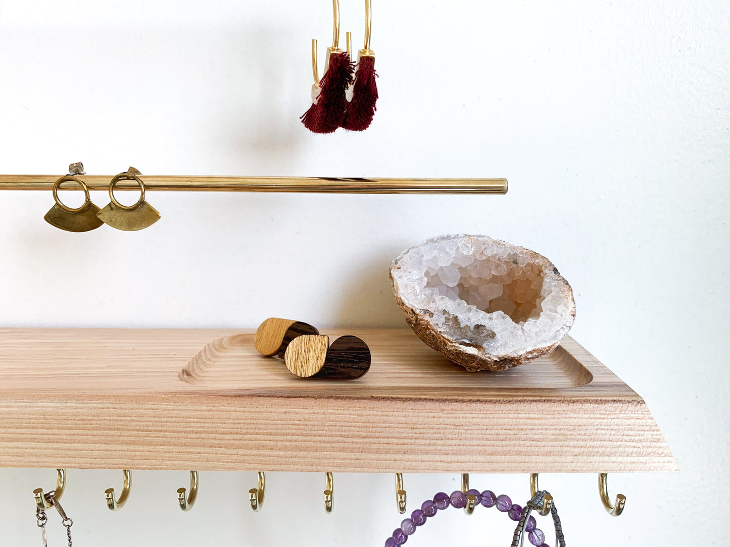 Hickory Wood Jewelry Organizer