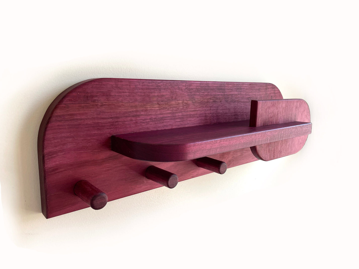 Exotic Purpleheart Wood Entryway Organizer