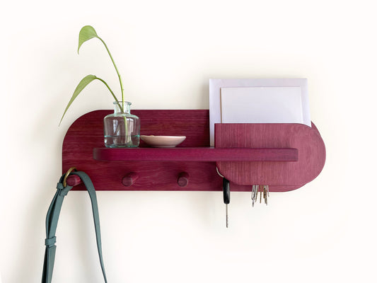 Exotic Purpleheart Wood Entryway Organizer