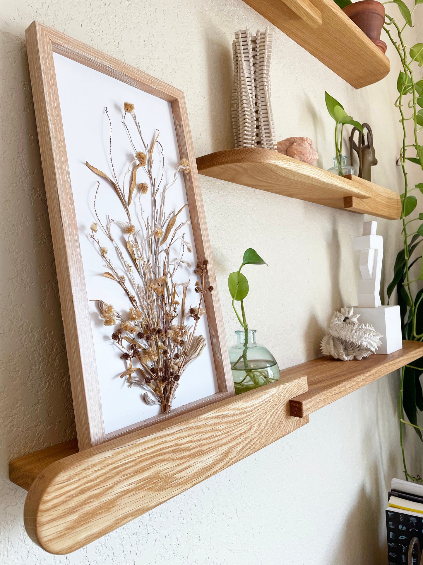Mid-Century Hardwood Floating Shelf
