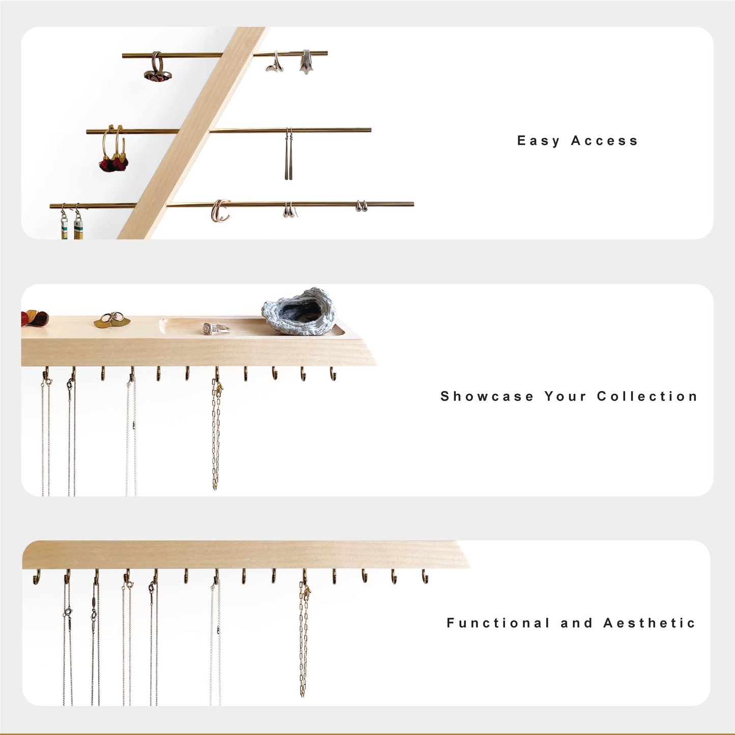 Birch Jewelry Organizer Wall Mounted