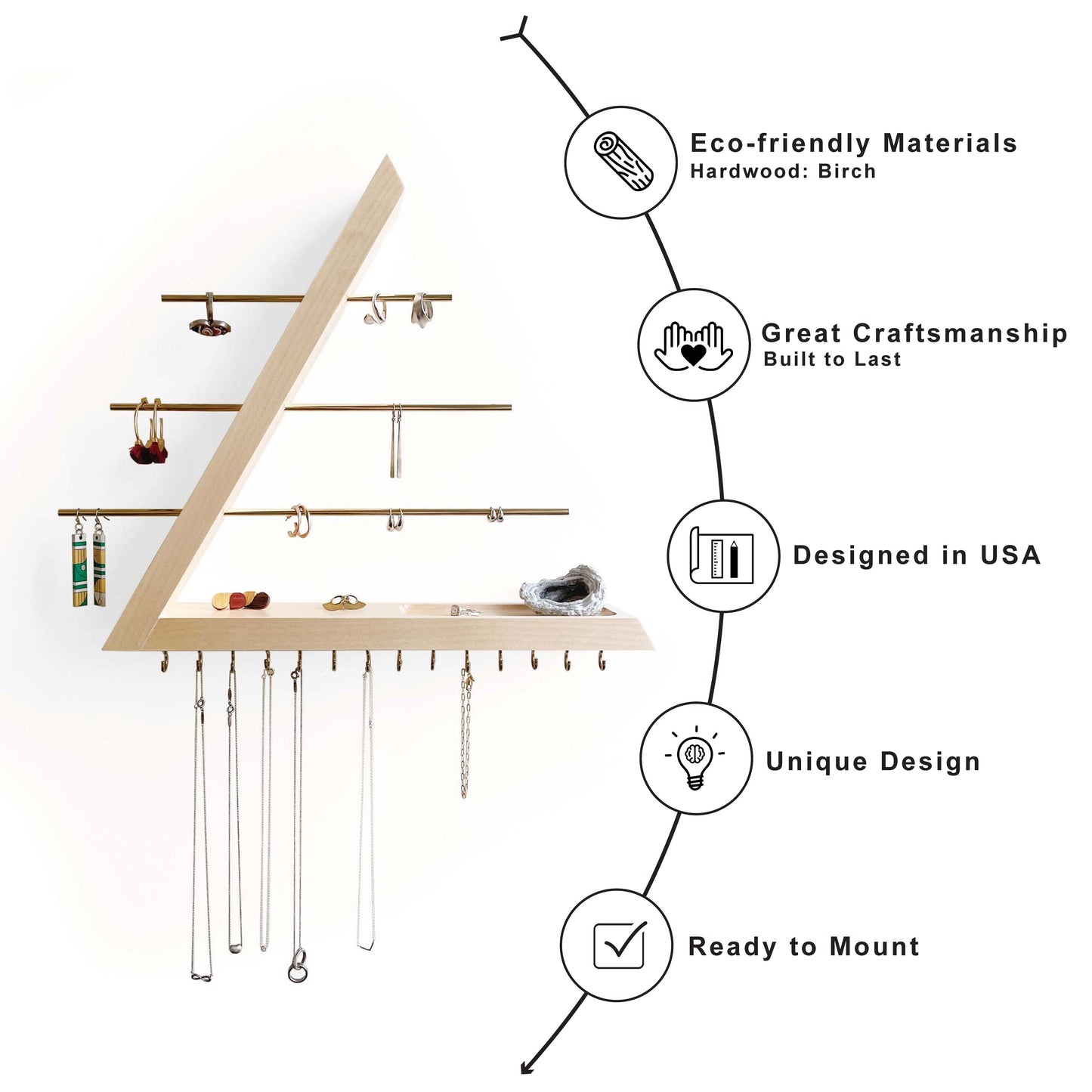 Birch Jewelry Organizer Wall Mounted