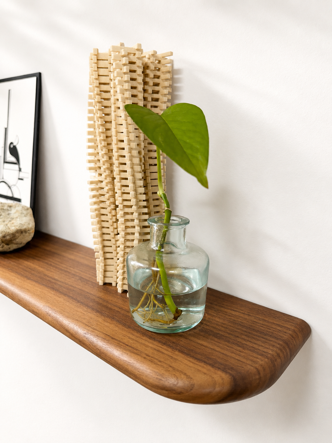Solid Hardwood Floating Shelf, Modern Minimalist Wall Display, Custom Sizes Available