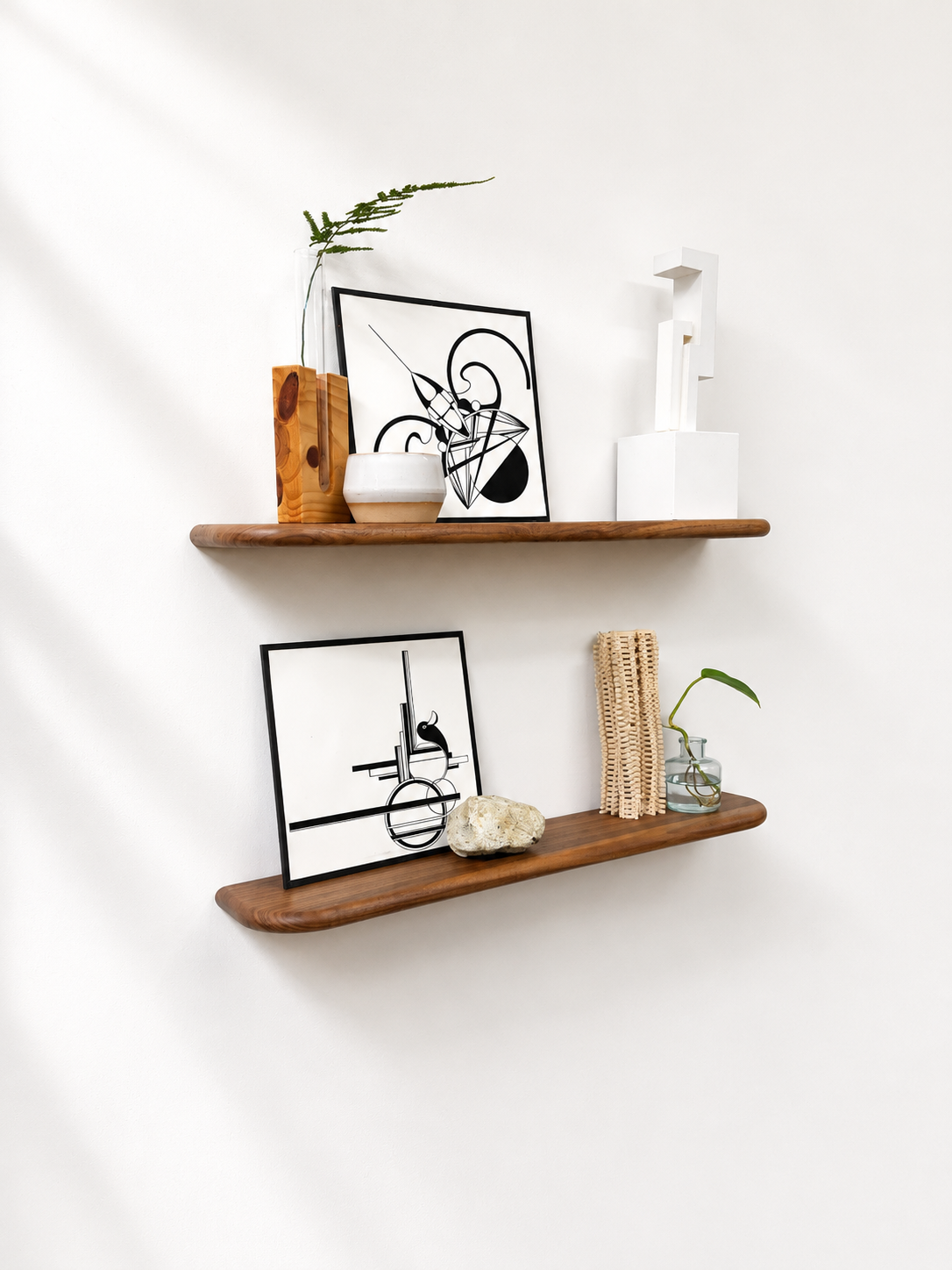 Solid Hardwood Floating Shelf, Modern Minimalist Wall Display, Custom Sizes Available