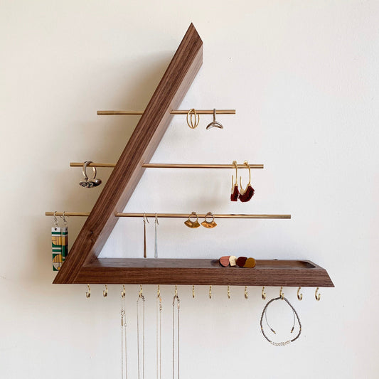 Walnut Wall Jewelry Organizer
