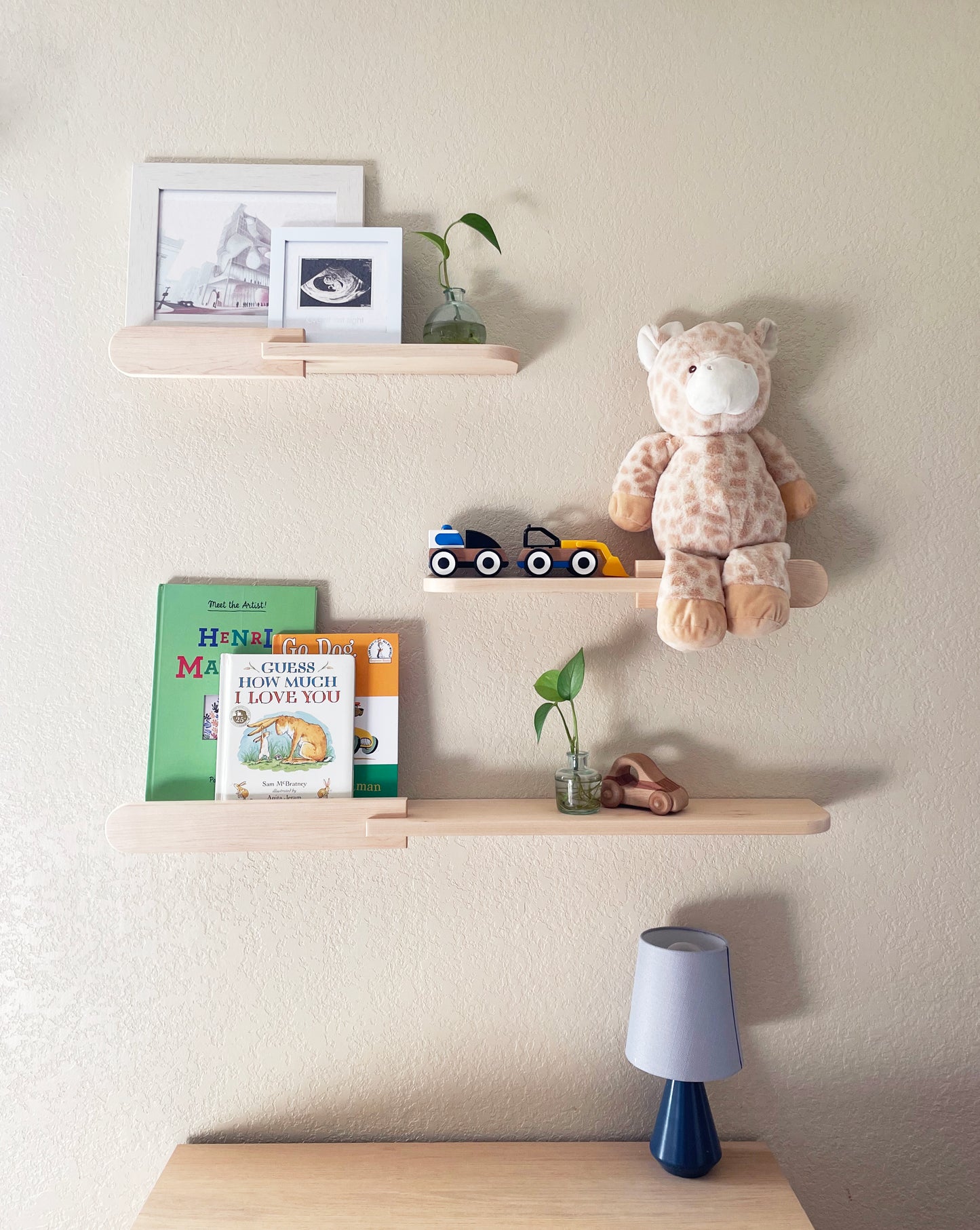 Mid-Century Hardwood Floating Shelf
