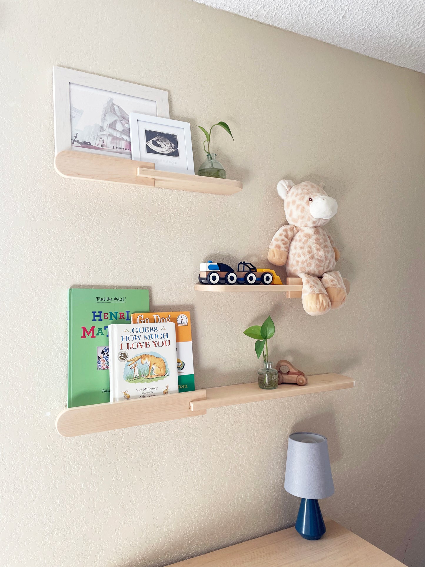 Mid-Century Hardwood Floating Shelf