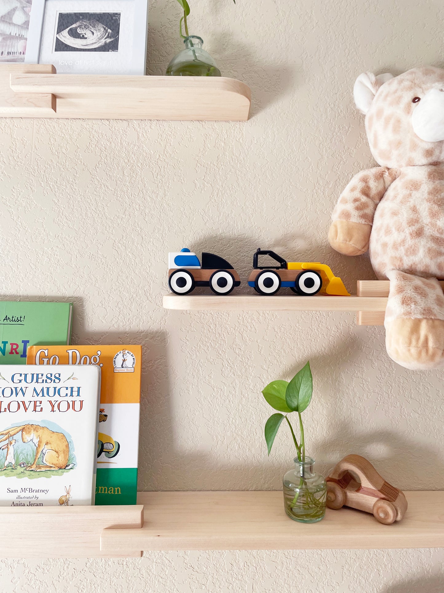 Mid-Century Hardwood Floating Shelf