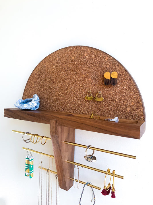Walnut Wall Mounted Jewelry Organizer
