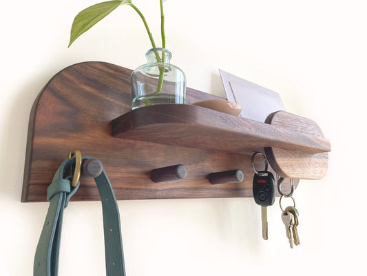 Exotic Walnut Wood Entryway Organizer
