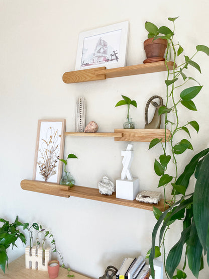 Mid-Century Hardwood Floating Shelf