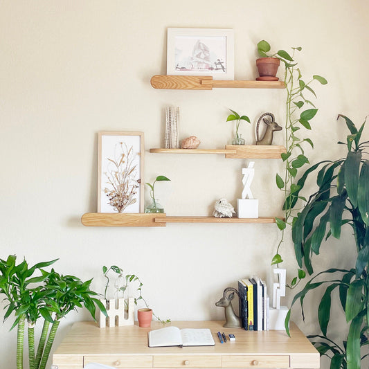 Mid-Century Hardwood Floating Shelf